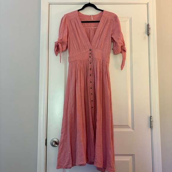 Free People Women’s Love of My Life Cotton Gauze Prairie Festival Pink Dress - Picture 6 of 13